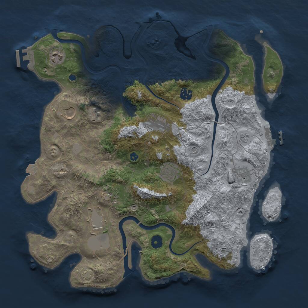 Rust Map: Procedural Map, Size: 3700, Seed: 2072940918, 15 Monuments