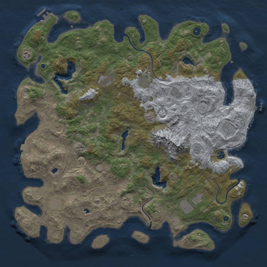 Rust Map: Procedural Map, Size: 5000, Seed: 6688, 17 Monuments