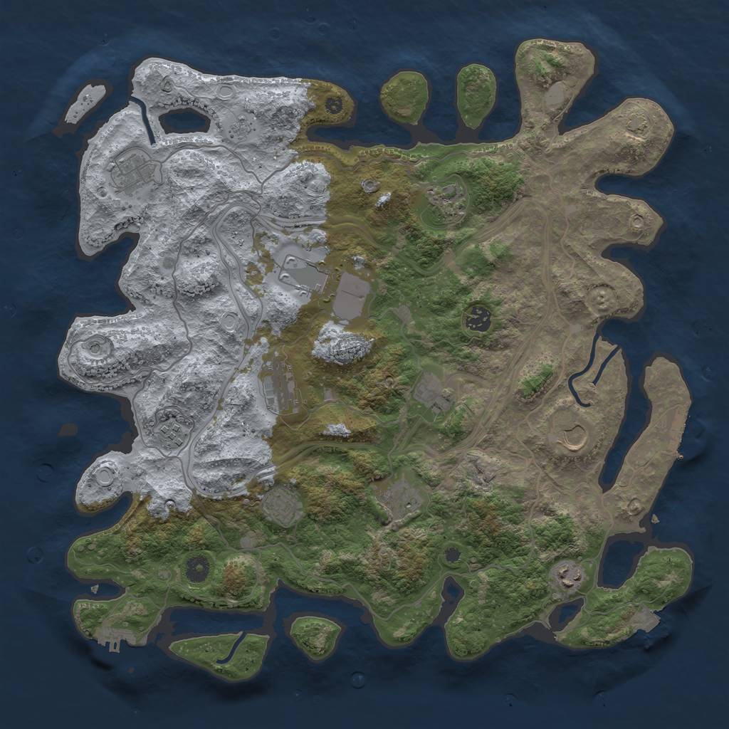 Rust Map: Procedural Map, Size: 4250, Seed: 835262178, 19 Monuments