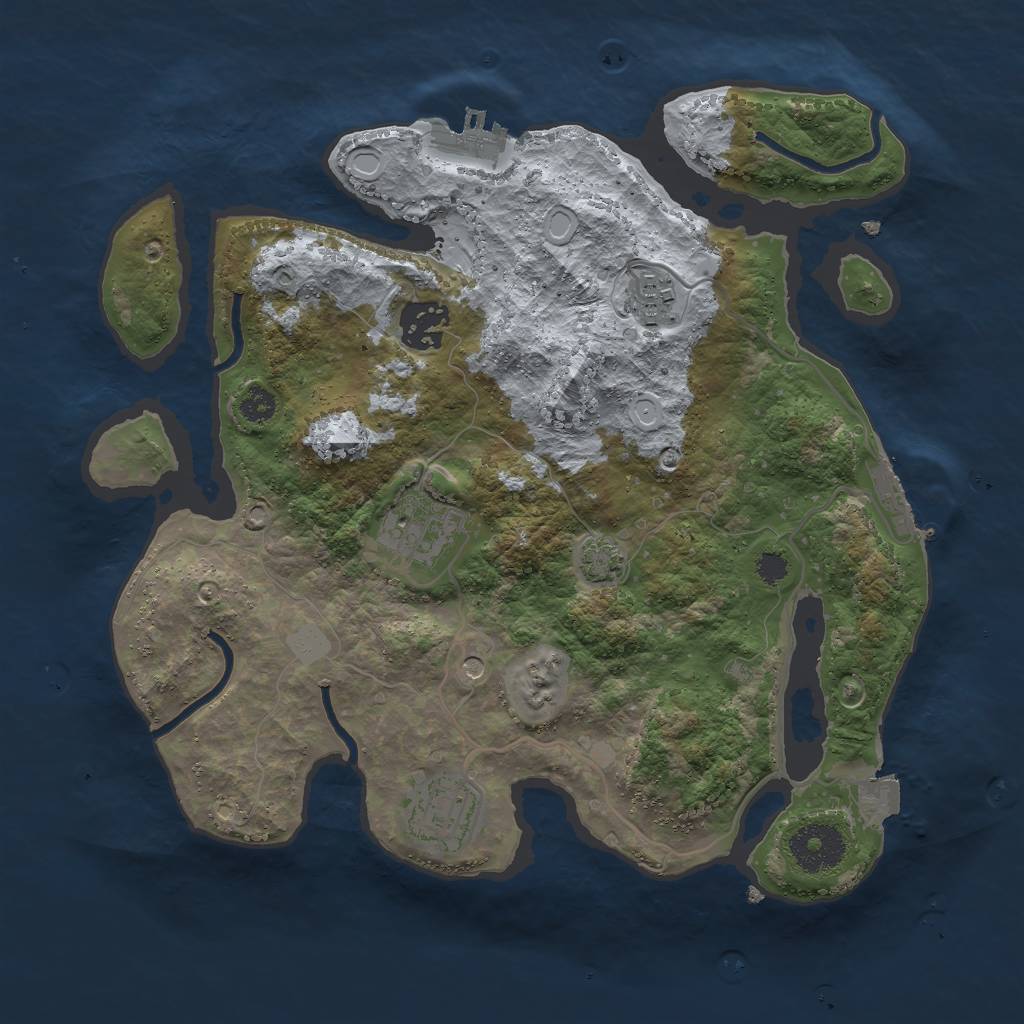 Rust Map: Procedural Map, Size: 3000, Seed: 125697737, 11 Monuments