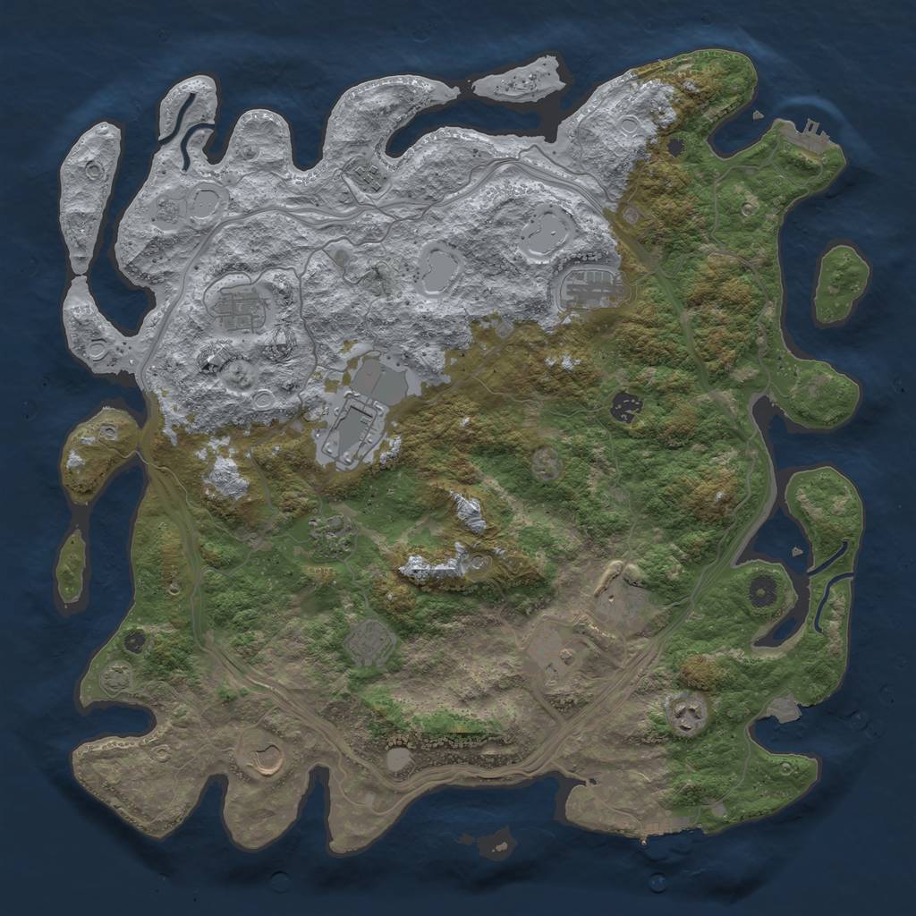 Rust Map: Procedural Map, Size: 4500, Seed: 554326346, 19 Monuments