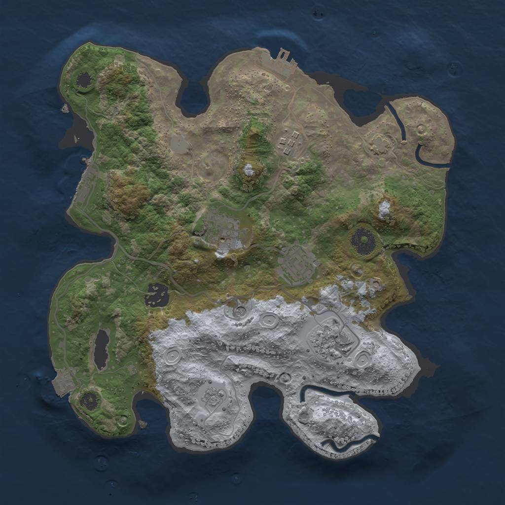 Rust Map: Procedural Map, Size: 3000, Seed: 435667, 13 Monuments