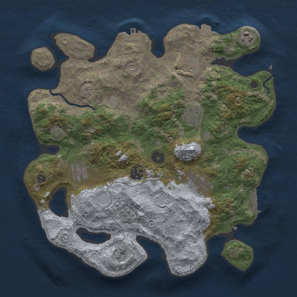 Rust Map: Procedural Map, Size: 3450, Seed: 93524226, 15 Monuments