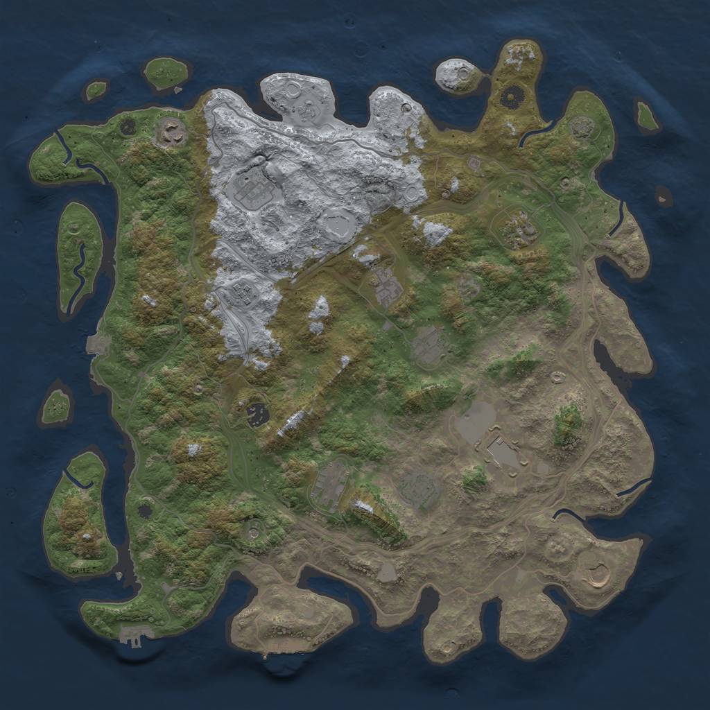 Rust Map: Procedural Map, Size: 4500, Seed: 1602627445, 19 Monuments