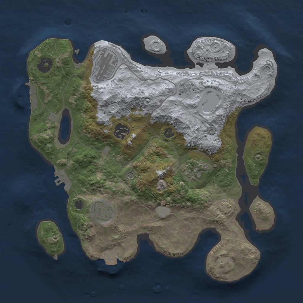 Rust Map: Procedural Map, Size: 3000, Seed: 774621, 12 Monuments
