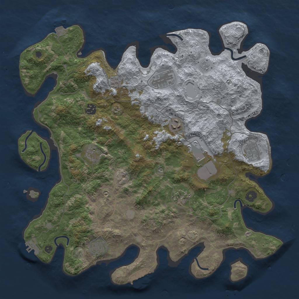 Rust Map: Procedural Map, Size: 4000, Seed: 74747474, 17 Monuments