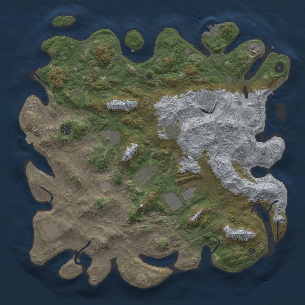 Rust Map: Procedural Map, Size: 4500, Seed: 86155606, 17 Monuments
