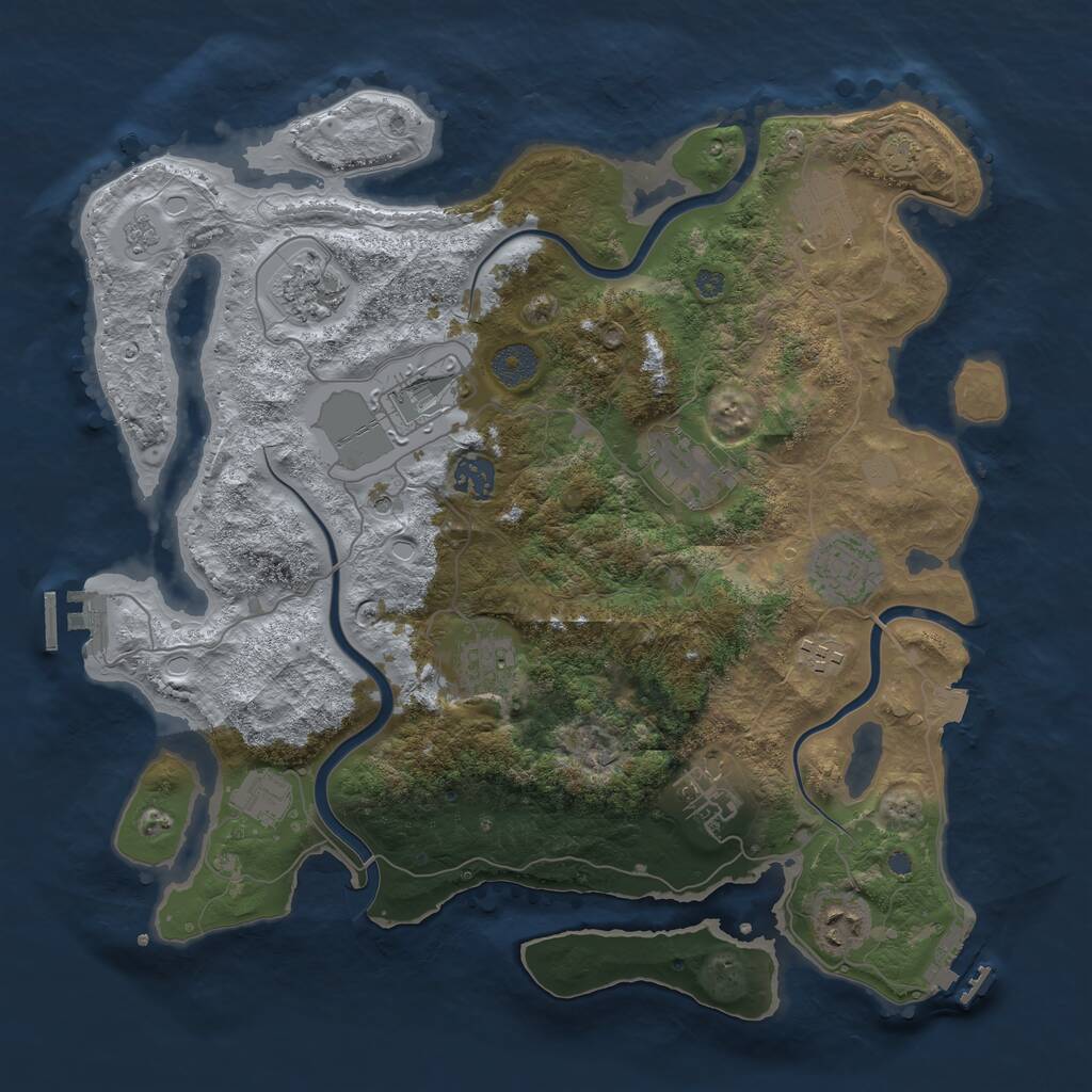 Rust Map: Procedural Map, Size: 3750, Seed: 1501, 18 Monuments