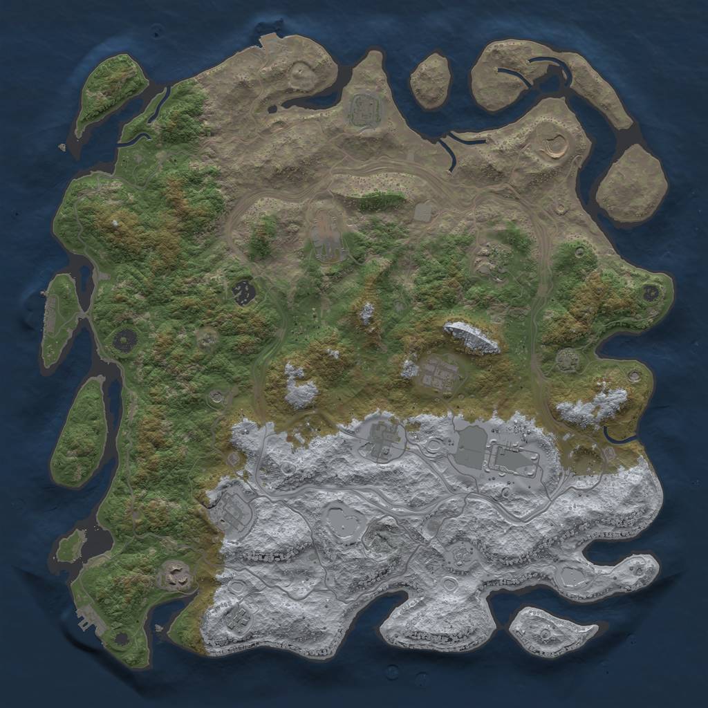 Rust Map: Procedural Map, Size: 4500, Seed: 1182081799, 19 Monuments