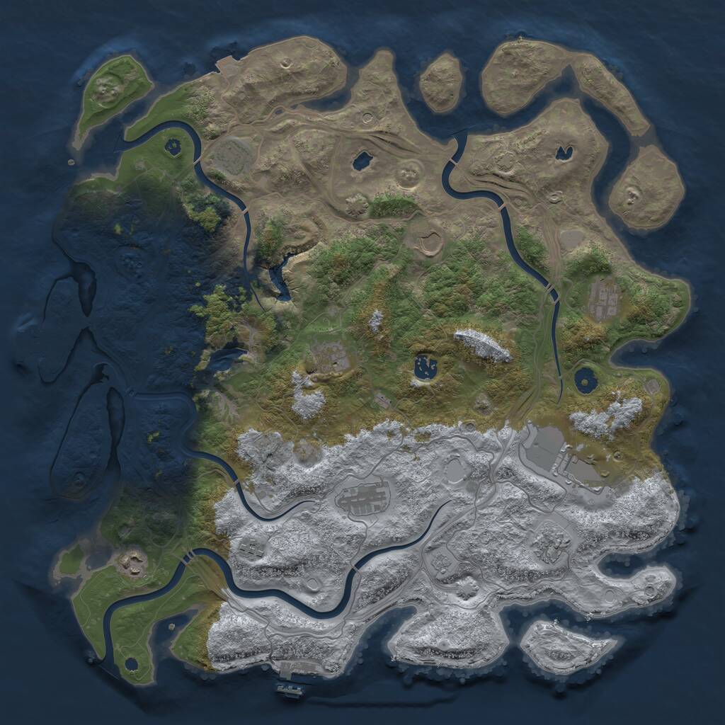 Rust Map: Procedural Map, Size: 4500, Seed: 1182081799, 16 Monuments
