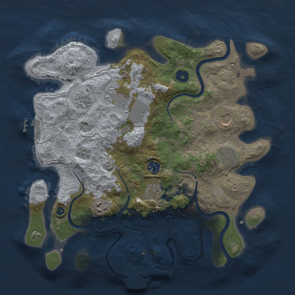 Rust Map: Procedural Map, Size: 3500, Seed: 65036902, 14 Monuments