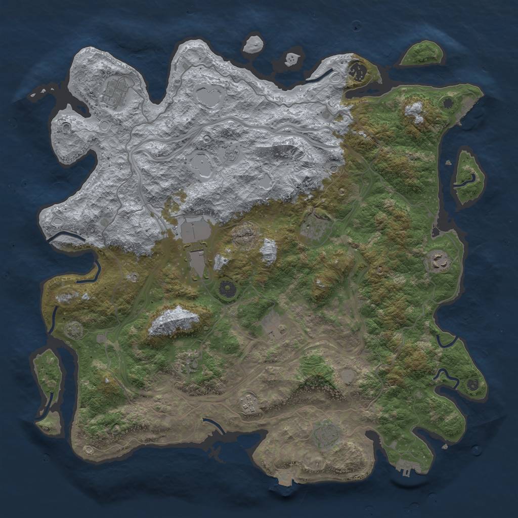 Rust Map: Procedural Map, Size: 4500, Seed: 1219006588, 17 Monuments