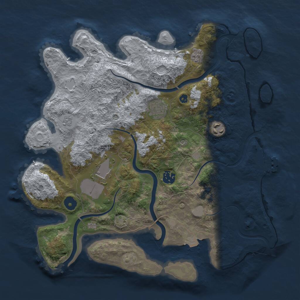 Rust Map: Procedural Map, Size: 3500, Seed: 1476936252, 10 Monuments