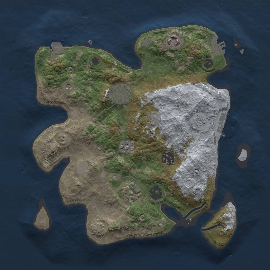 Rust Map: Procedural Map, Size: 3000, Seed: 5323445, 13 Monuments