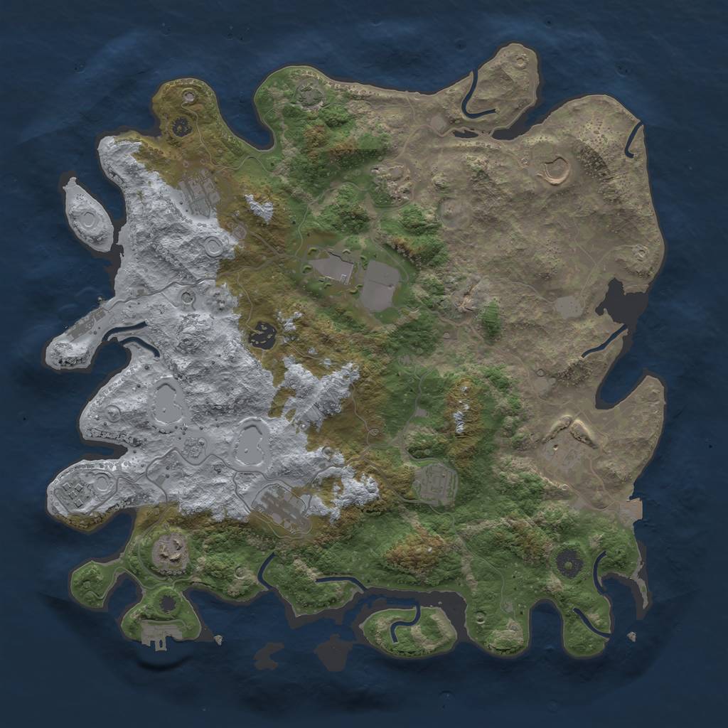 Rust Map: Procedural Map, Size: 3950, Seed: 836429099, 18 Monuments