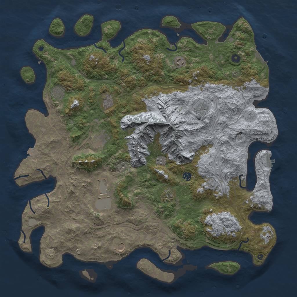 Rust Map: Procedural Map, Size: 5000, Seed: 581394595, 18 Monuments