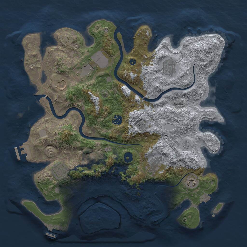 Rust Map: Procedural Map, Size: 3750, Seed: 257940, 15 Monuments