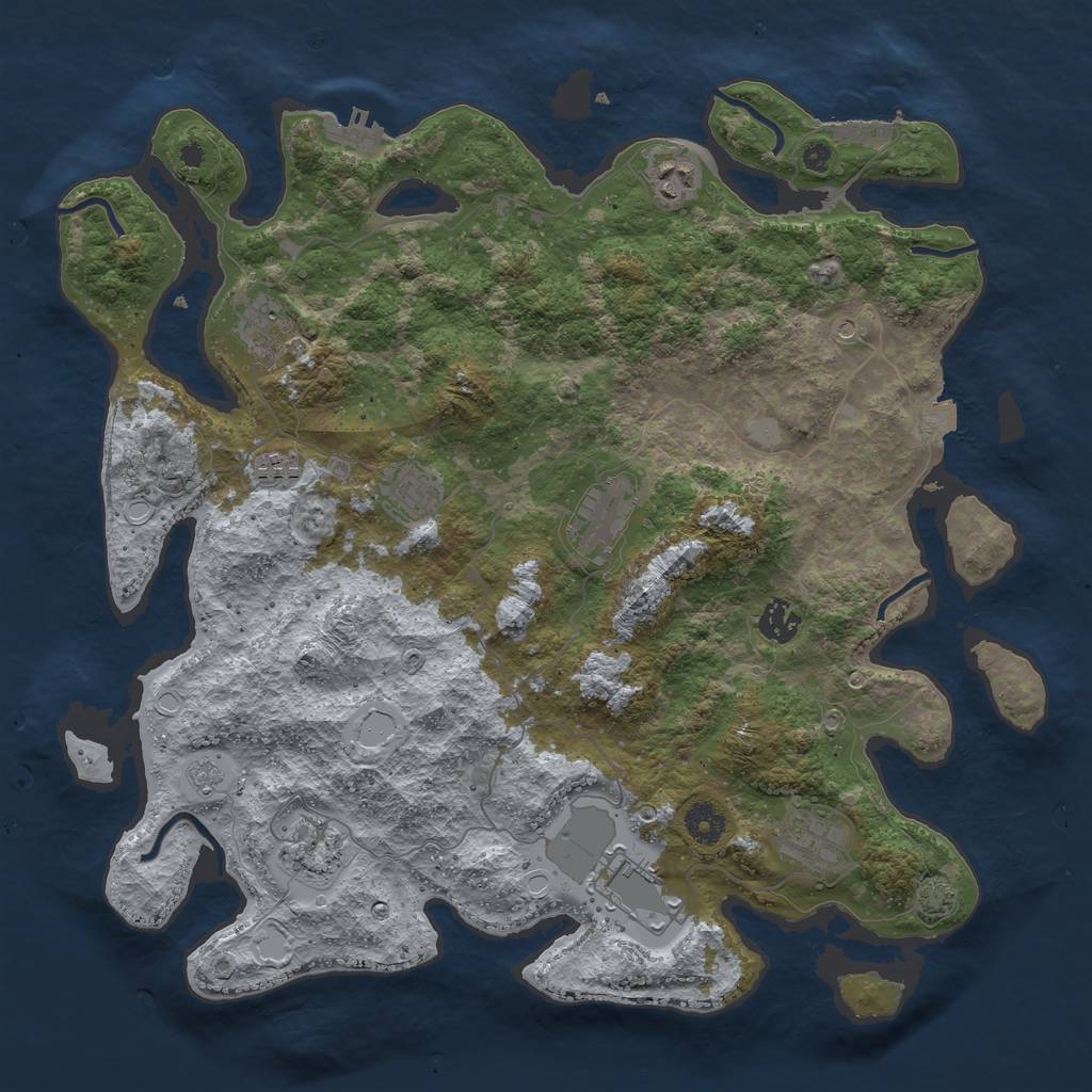 Rust Map: Procedural Map, Size: 3969, Seed: 6691337, 17 Monuments