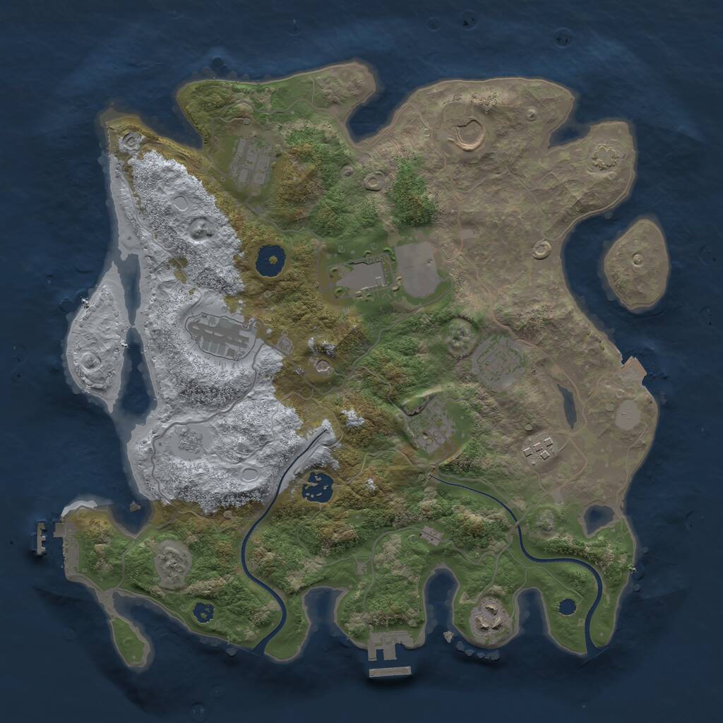 Rust Map: Procedural Map, Size: 3500, Seed: 422, 15 Monuments