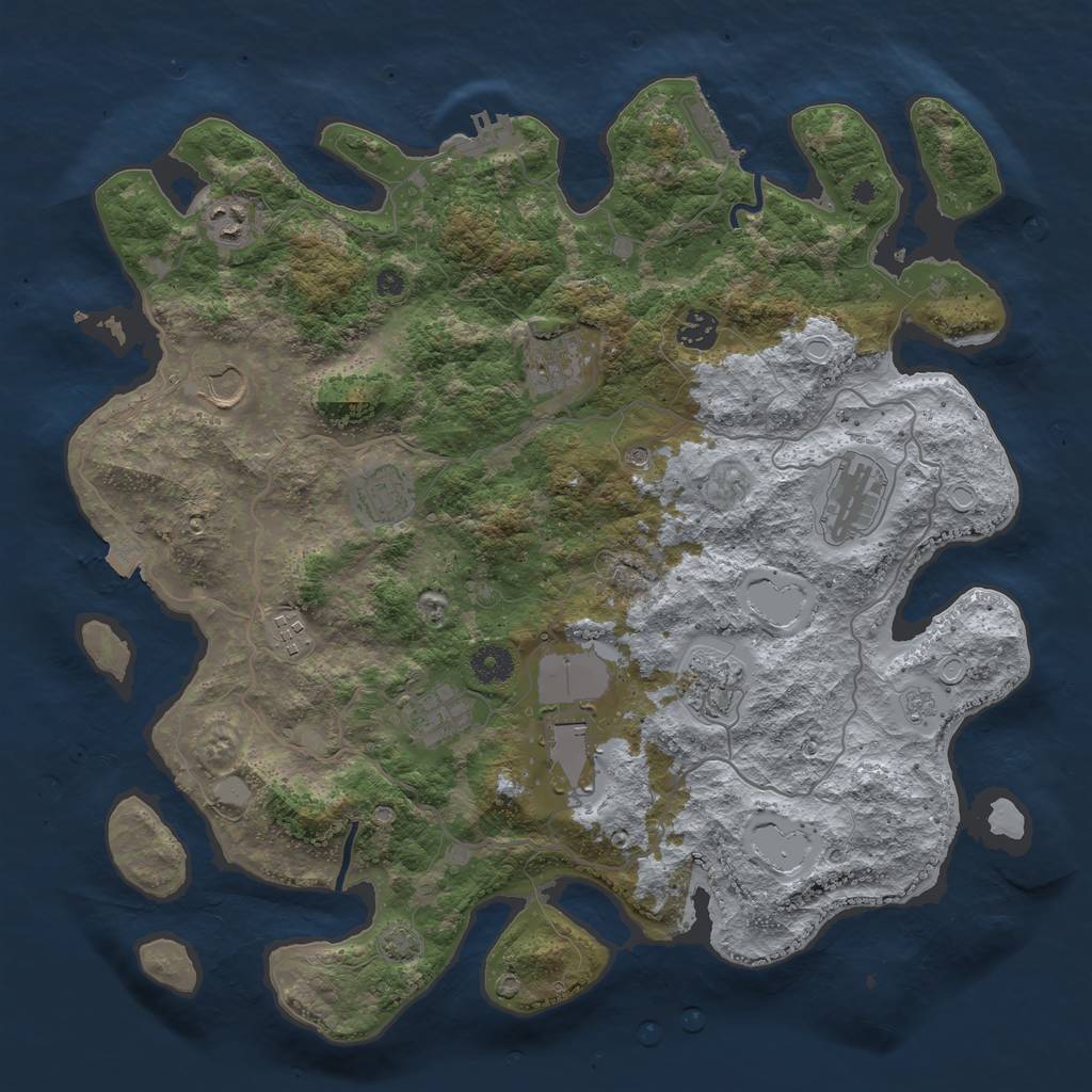 Rust Map: Procedural Map, Size: 4000, Seed: 262, 18 Monuments