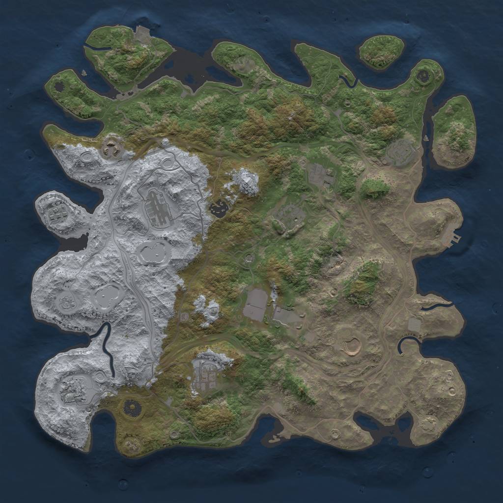 Rust Map: Procedural Map, Size: 4250, Seed: 206966221, 18 Monuments