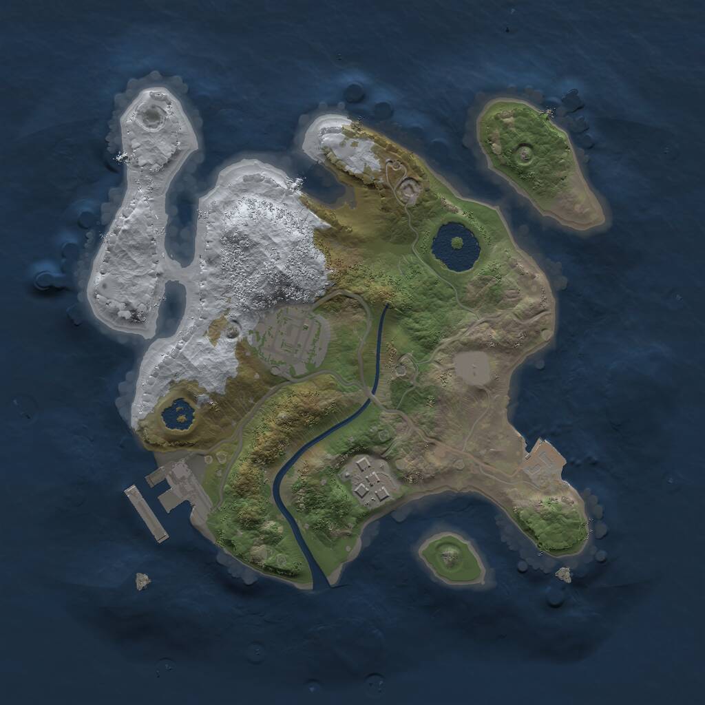 Rust Map: Procedural Map, Size: 2250, Seed: 45875, 4 Monuments
