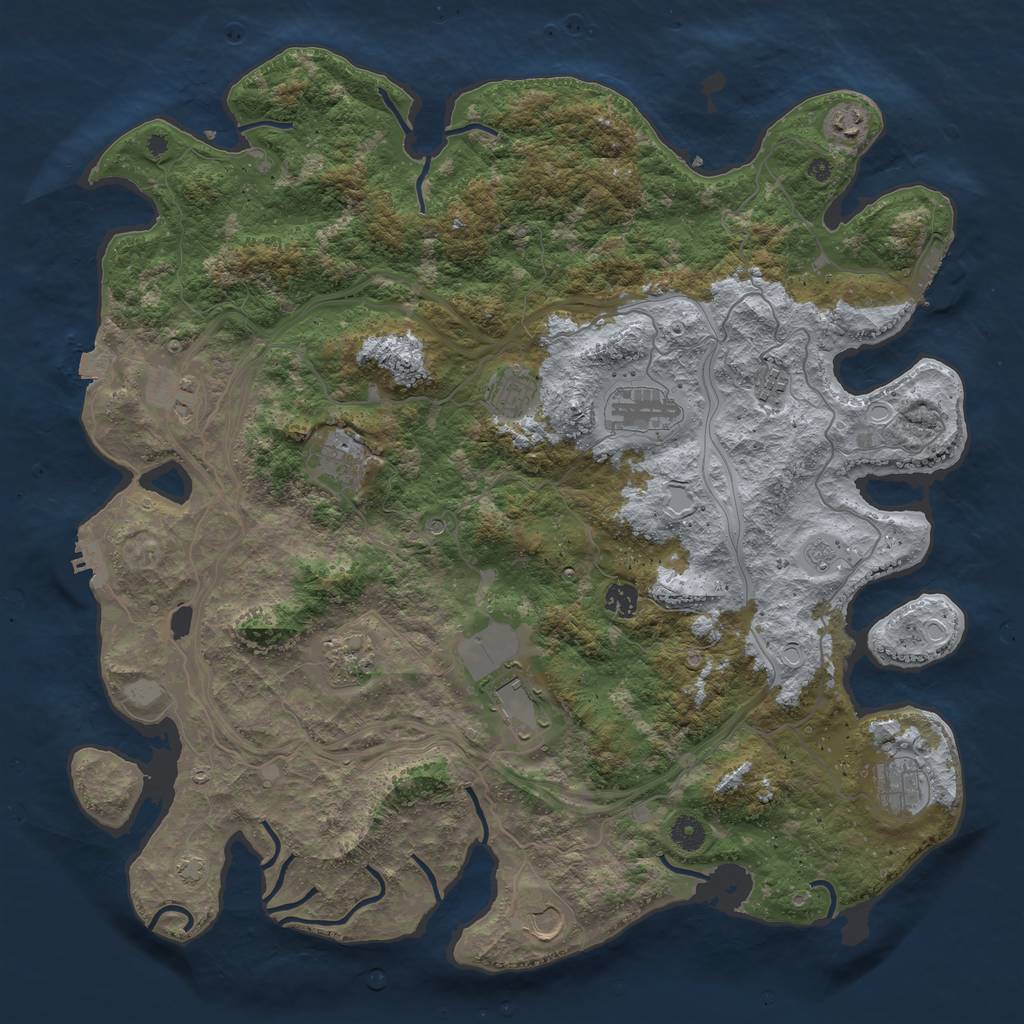 Rust Map: Procedural Map, Size: 4500, Seed: 4991590, 19 Monuments