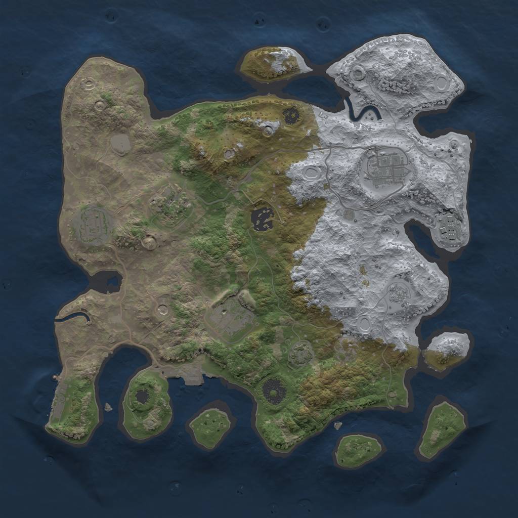 Rust Map: Procedural Map, Size: 3200, Seed: 50534, 13 Monuments