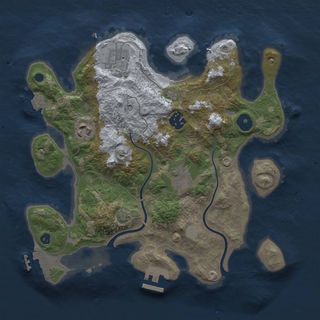Rust Map: Procedural Map, Size: 3000, Seed: 27484, 9 Monuments