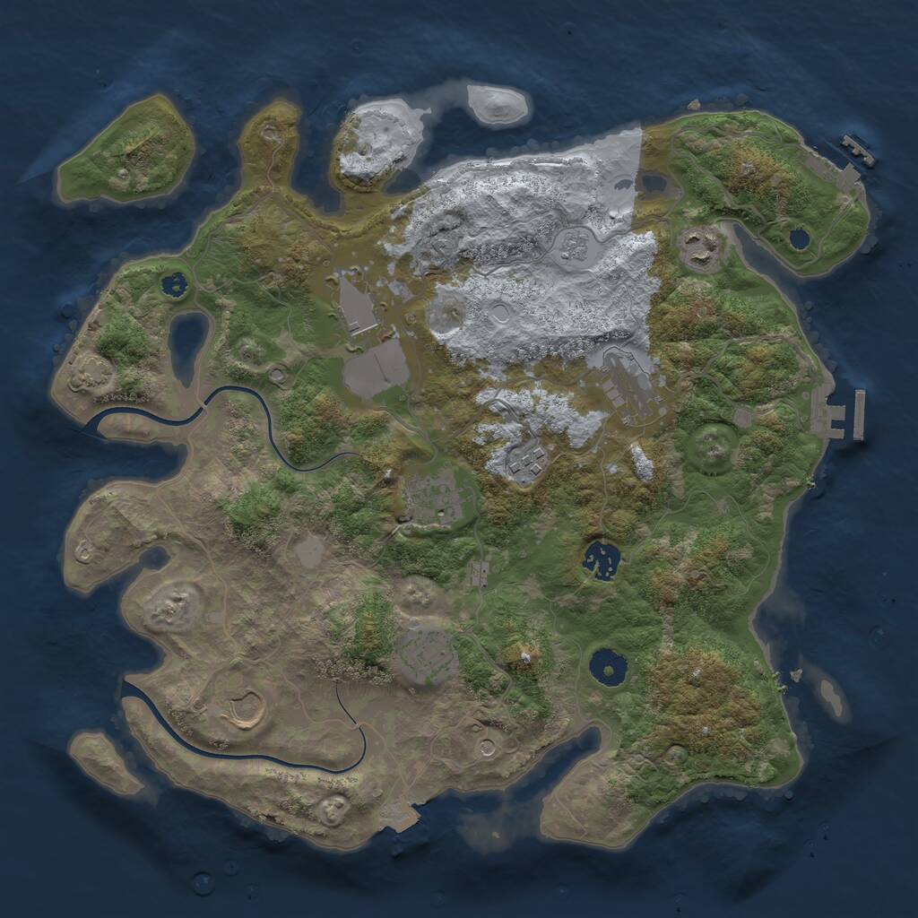 Rust Map: Procedural Map, Size: 3700, Seed: 458249950, 14 Monuments