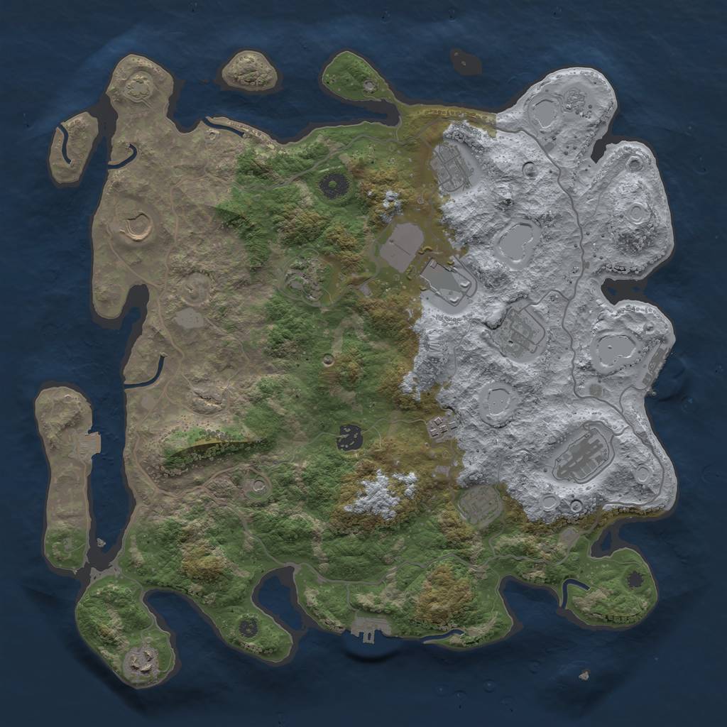 Rust Map: Procedural Map, Size: 4000, Seed: 4834, 18 Monuments