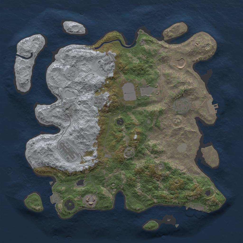 Rust Map: Procedural Map, Size: 3500, Seed: 53926, 15 Monuments