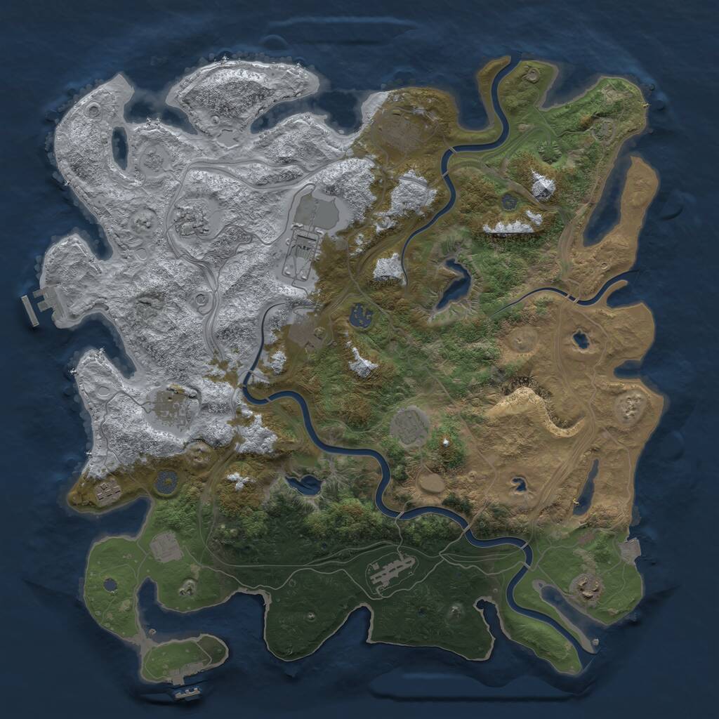 Rust Map: Procedural Map, Size: 4500, Seed: 1119596666, 18 Monuments