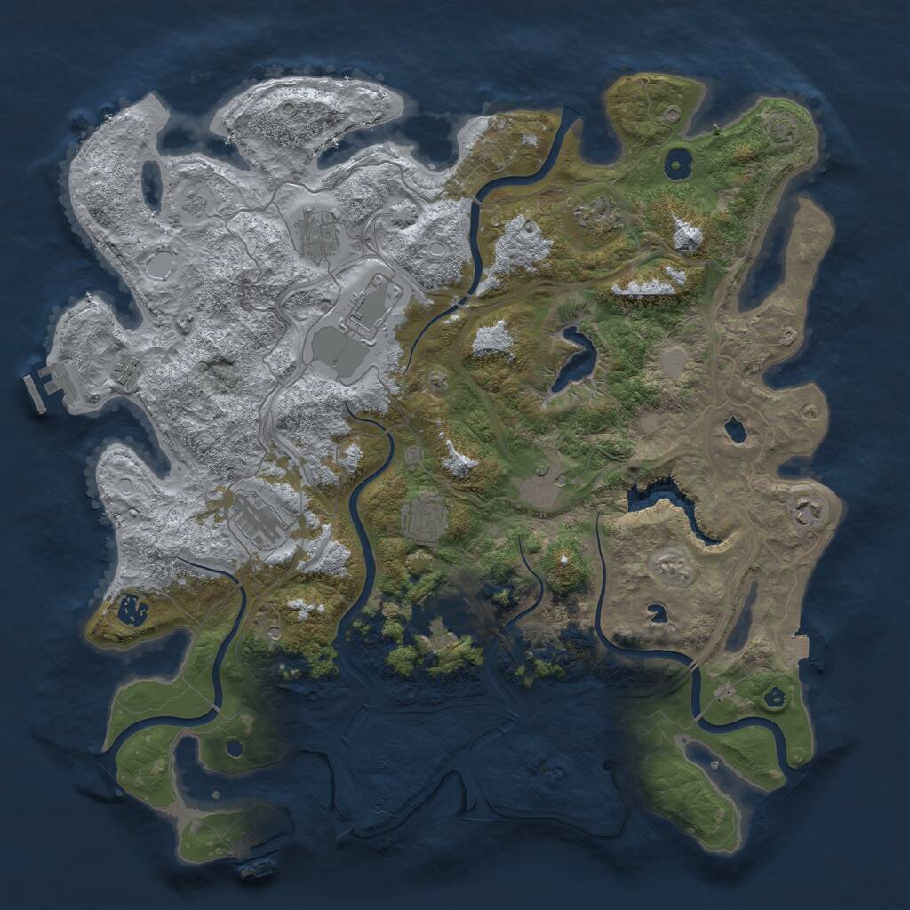 Rust Map: Procedural Map, Size: 4500, Seed: 1119596666, 16 Monuments