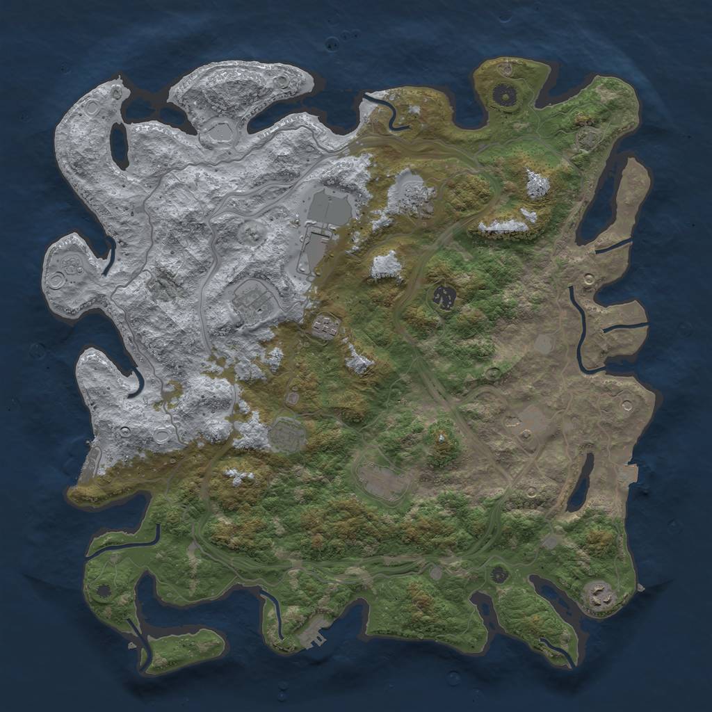 Rust Map: Procedural Map, Size: 4500, Seed: 1119596666, 17 Monuments