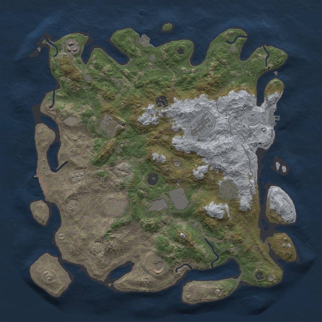 Rust Map: Procedural Map, Size: 4000, Seed: 9418, 17 Monuments