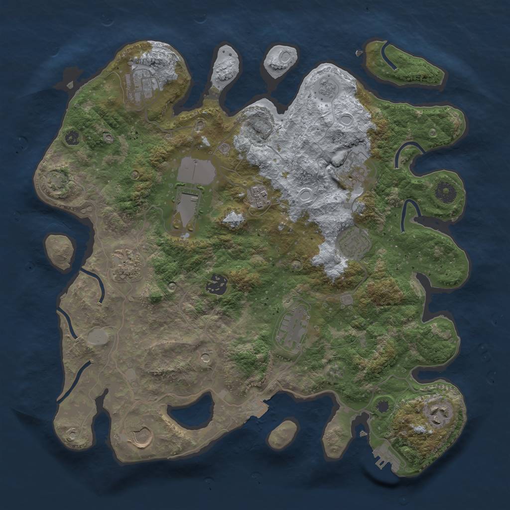 Rust Map: Procedural Map, Size: 3600, Seed: 12208, 17 Monuments