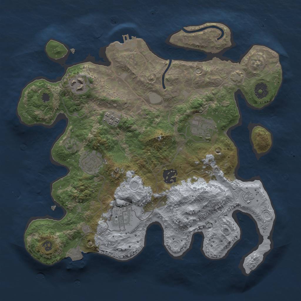 Rust Map: Procedural Map, Size: 3000, Seed: 483658311, 12 Monuments