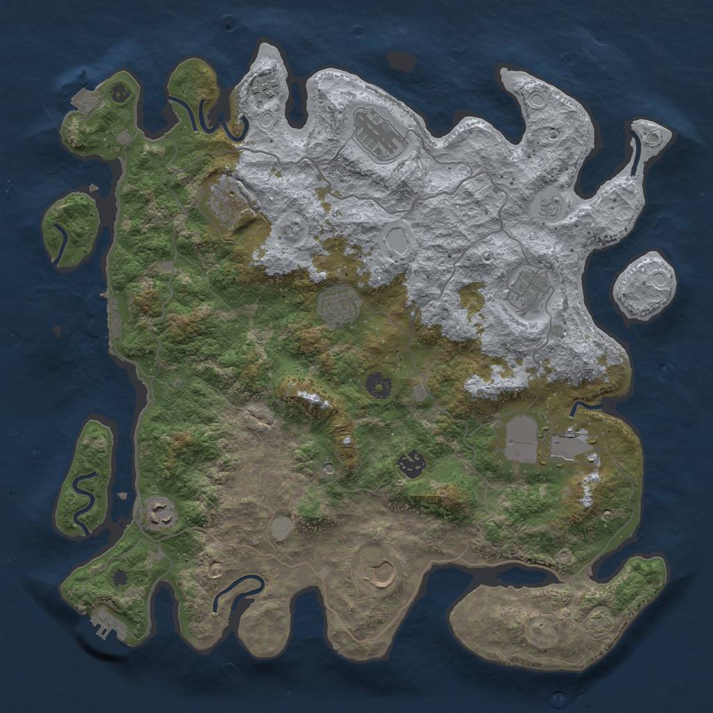 Rust Map: Procedural Map, Size: 4000, Seed: 1133345679, 17 Monuments