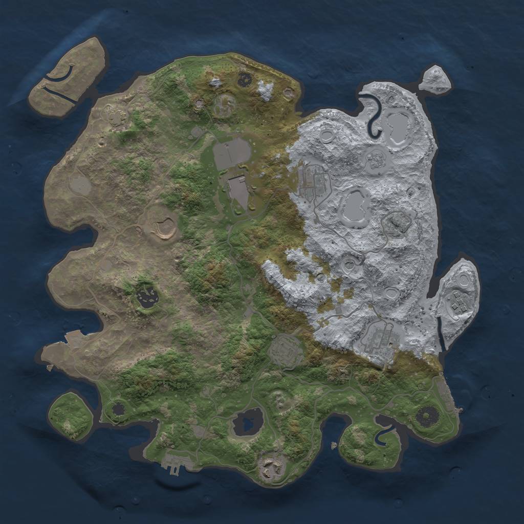 Rust Map: Procedural Map, Size: 3650, Seed: 91532260, 16 Monuments