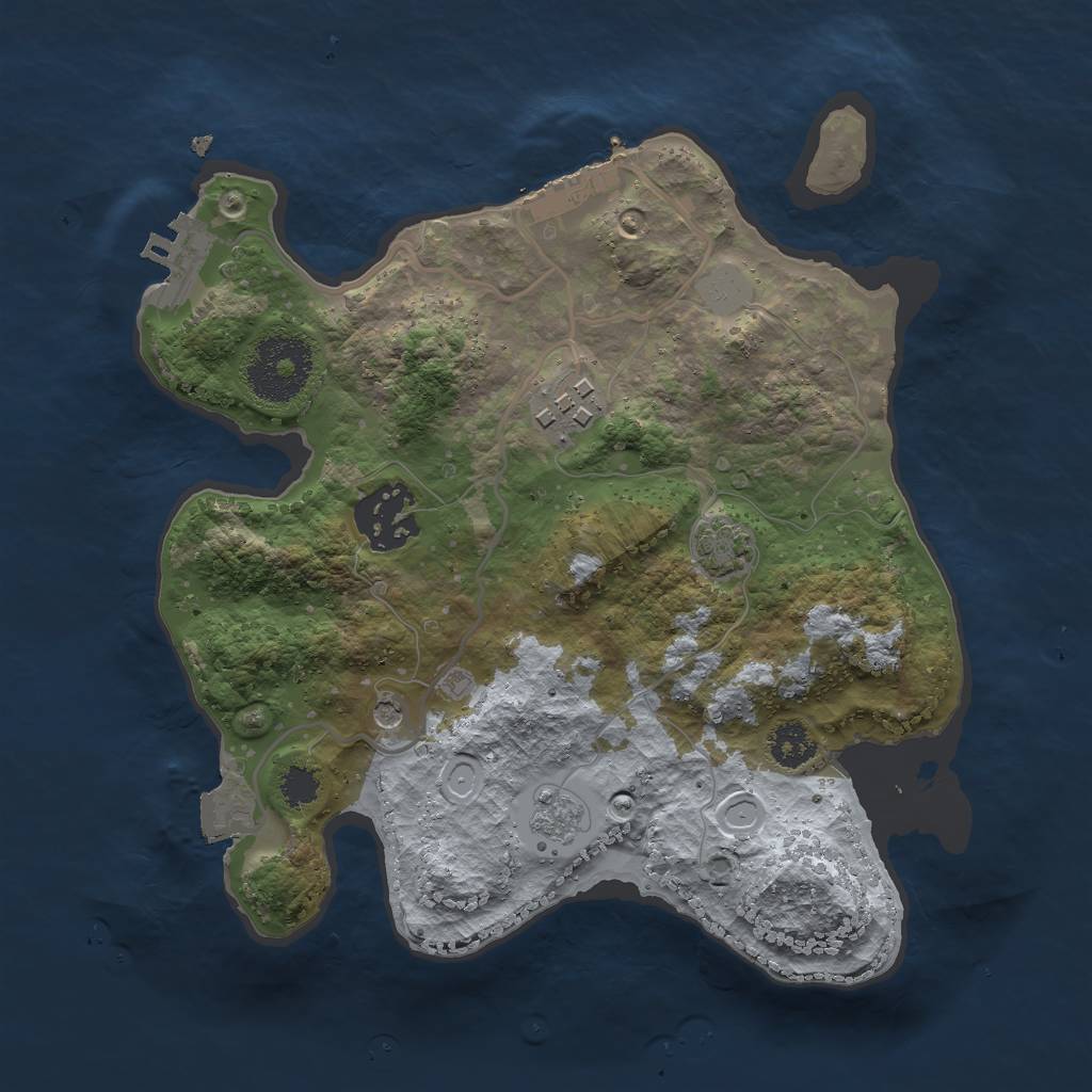 Rust Map: Procedural Map, Size: 2500, Seed: 19371, 10 Monuments