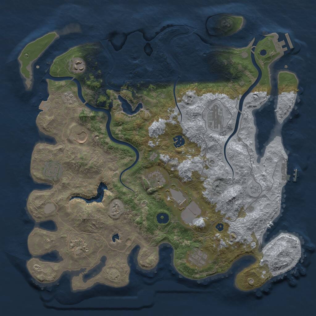 Rust Map: Procedural Map, Size: 4000, Seed: 76554, 16 Monuments