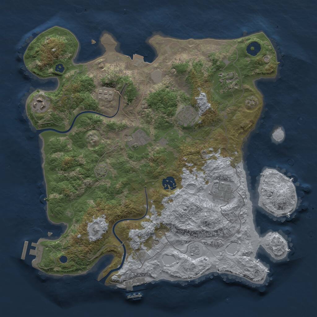 Rust Map: Procedural Map, Size: 3450, Seed: 98400267, 13 Monuments