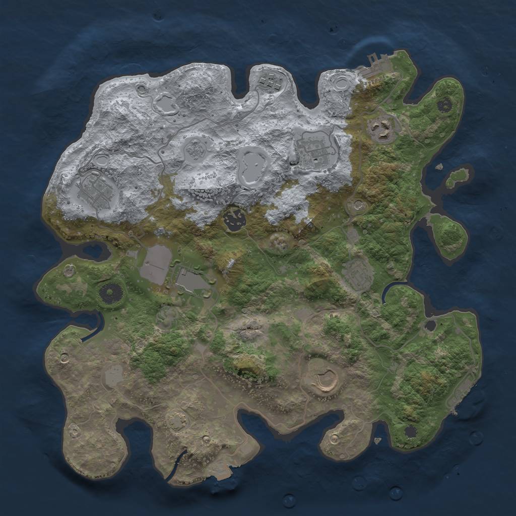 Rust Map: Procedural Map, Size: 3550, Seed: 14545383, 16 Monuments