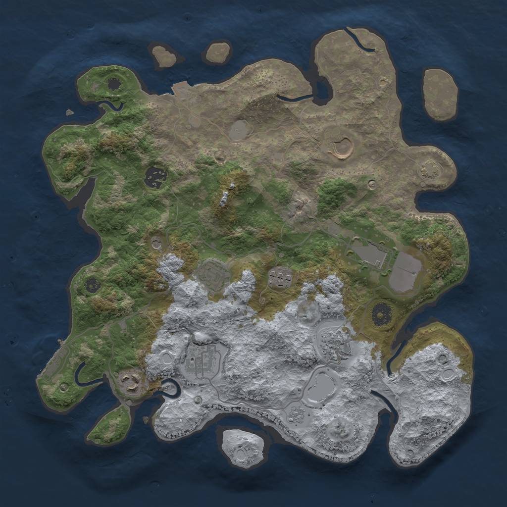 Rust Map: Procedural Map, Size: 3500, Seed: 3227676, 15 Monuments