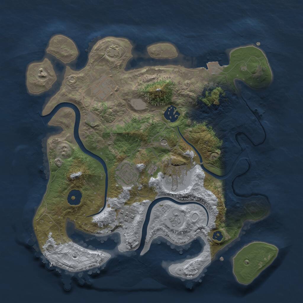 Rust Map: Procedural Map, Size: 3000, Seed: 13296, 9 Monuments