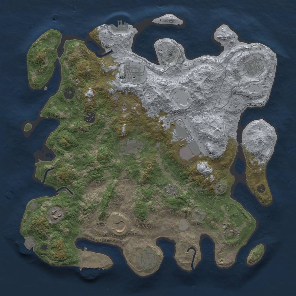 Rust Map: Procedural Map, Size: 3800, Seed: 51710000, 18 Monuments