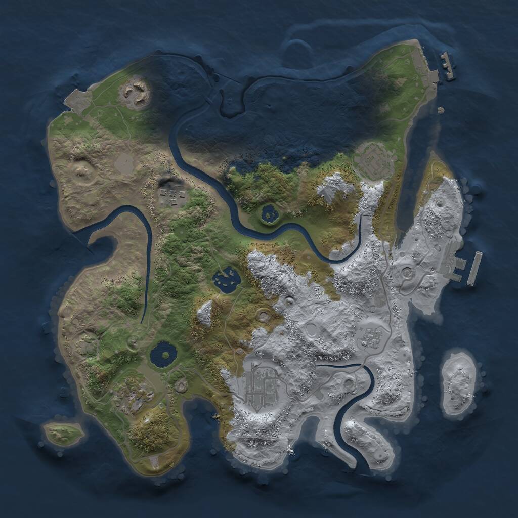 Rust Map: Procedural Map, Size: 3000, Seed: 19822823, 12 Monuments