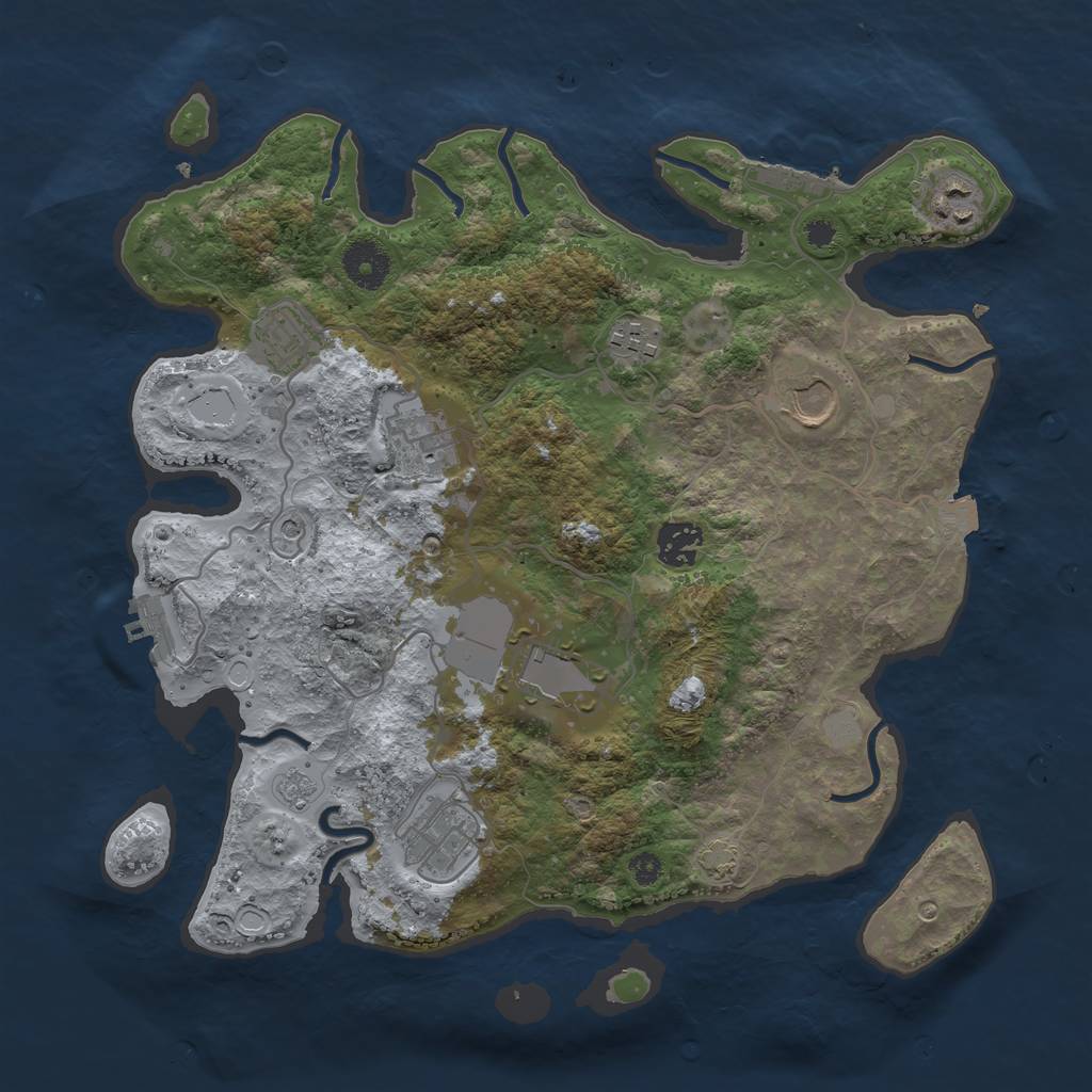 Rust Map: Procedural Map, Size: 3500, Seed: 81075528, 16 Monuments