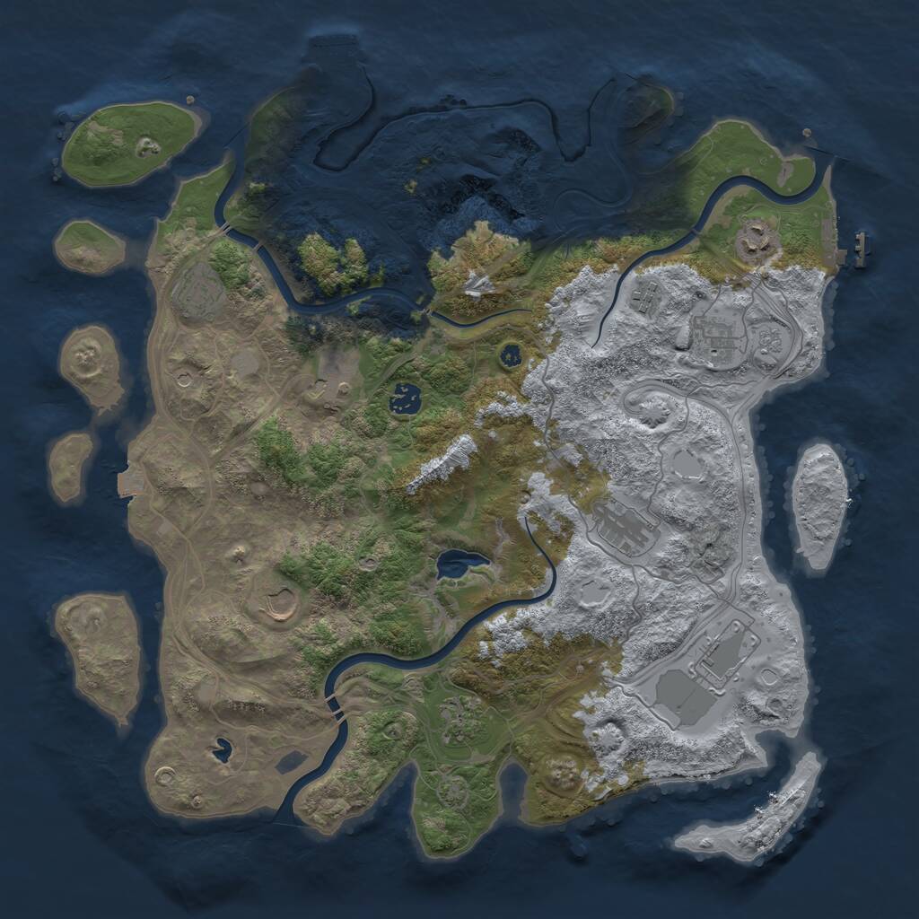 Rust Map: Procedural Map, Size: 4250, Seed: 917053322, 16 Monuments